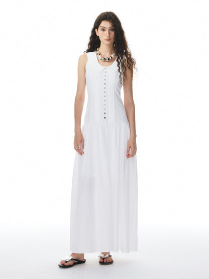 YOSHUYUKI White Low Neck Raglan Tank A Line Women&