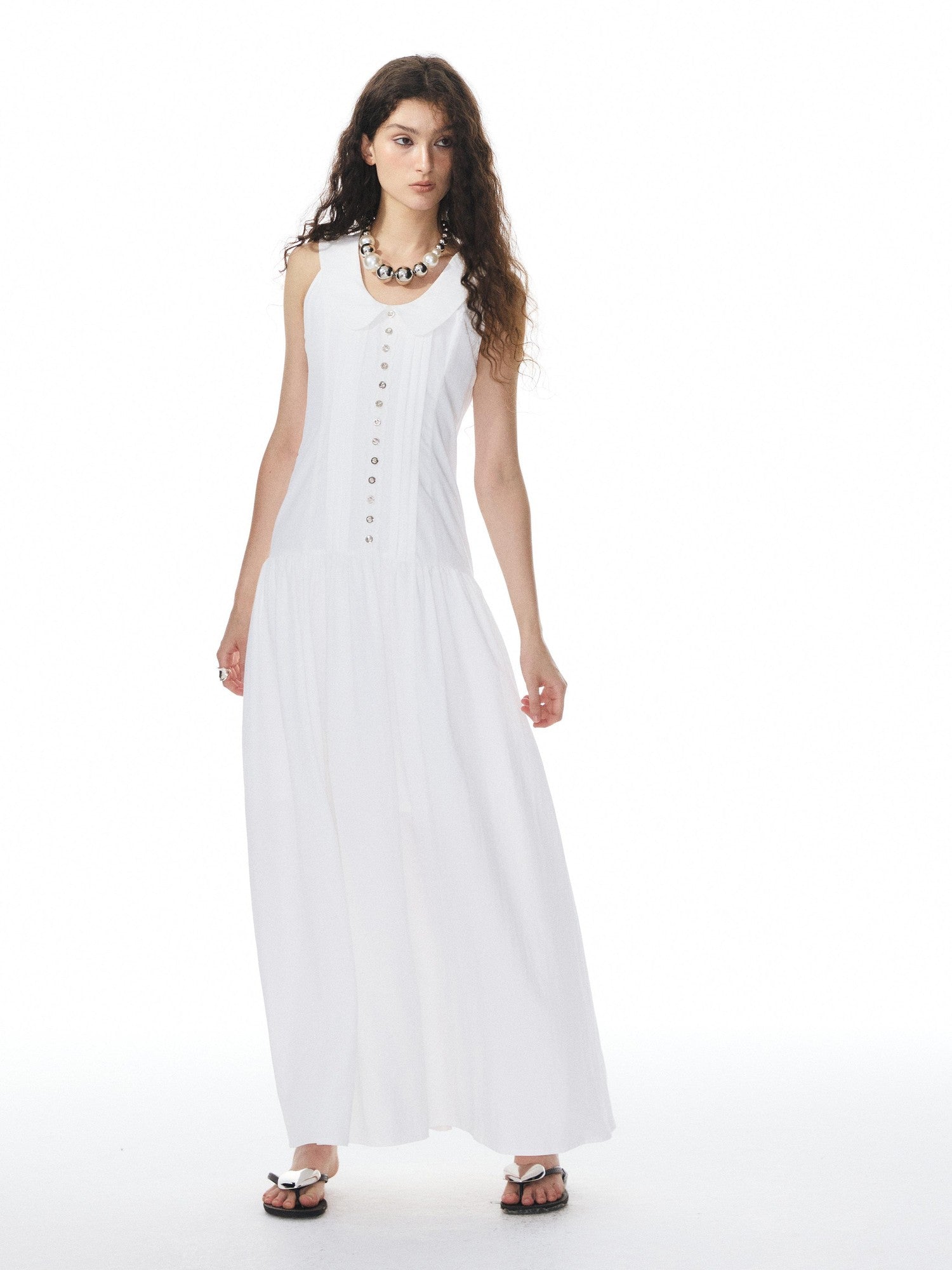 YOSHUYUKI White Low Neck Raglan Tank A Line Women&