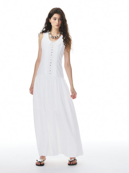 YOSHUYUKI White Low Neck Raglan Tank A Line Women&