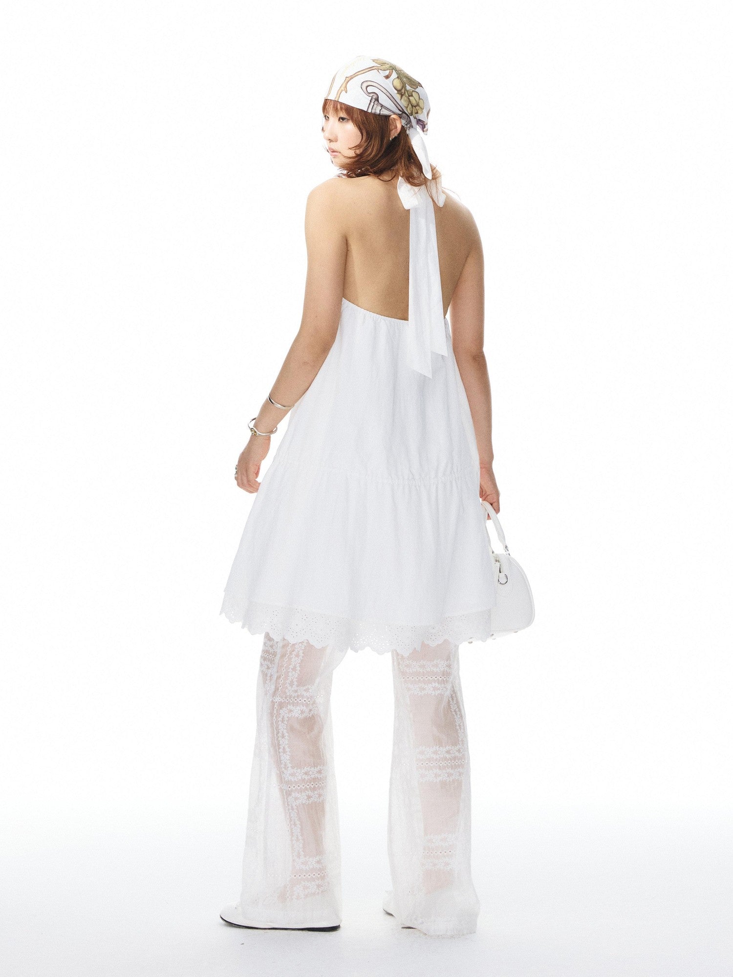 YOSHUYUKI White Studded Drawstring Low Rise A Line Women&