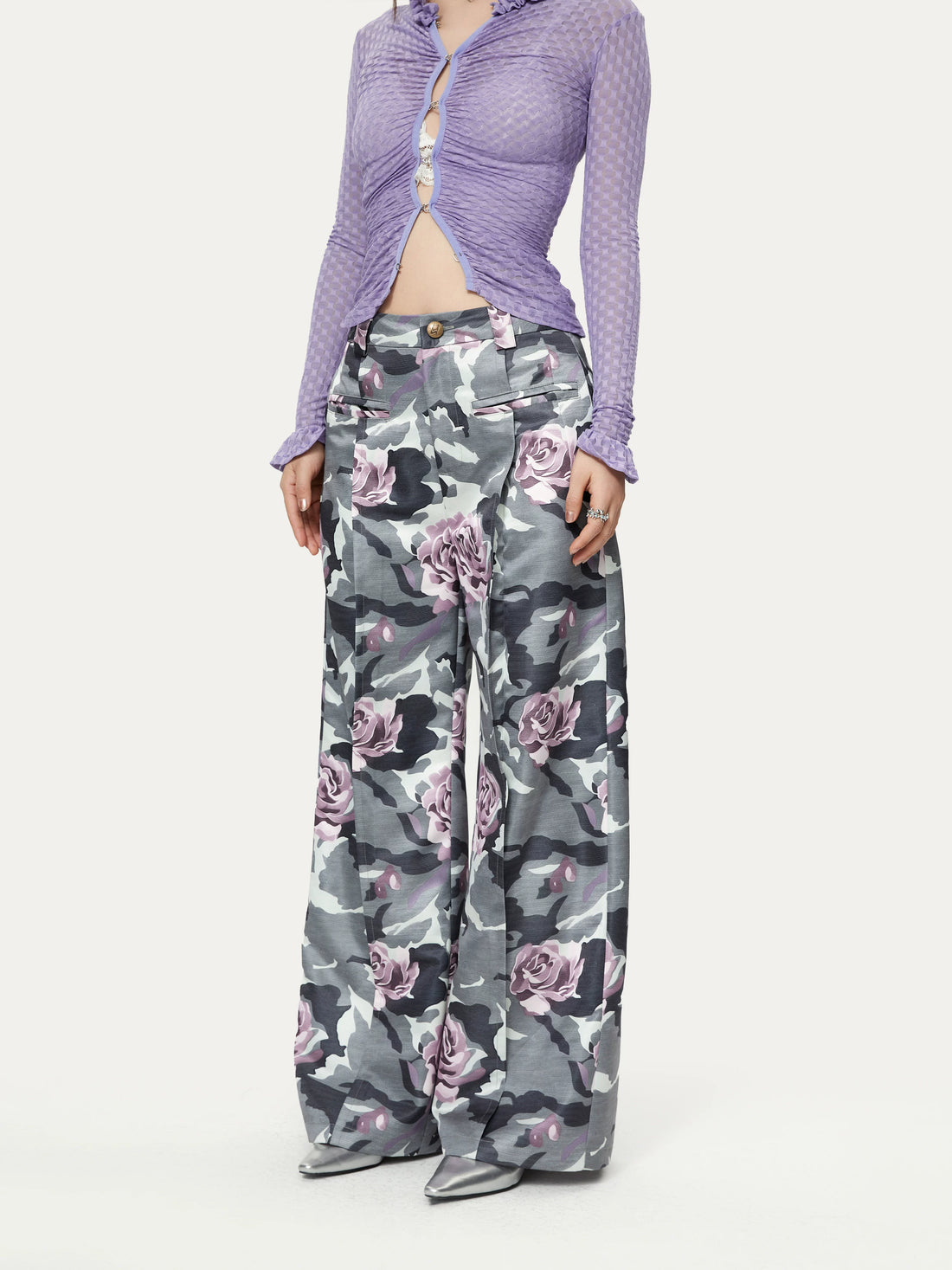 YOSHUYUKI Wild Rose Camouflage Satin Print Women&