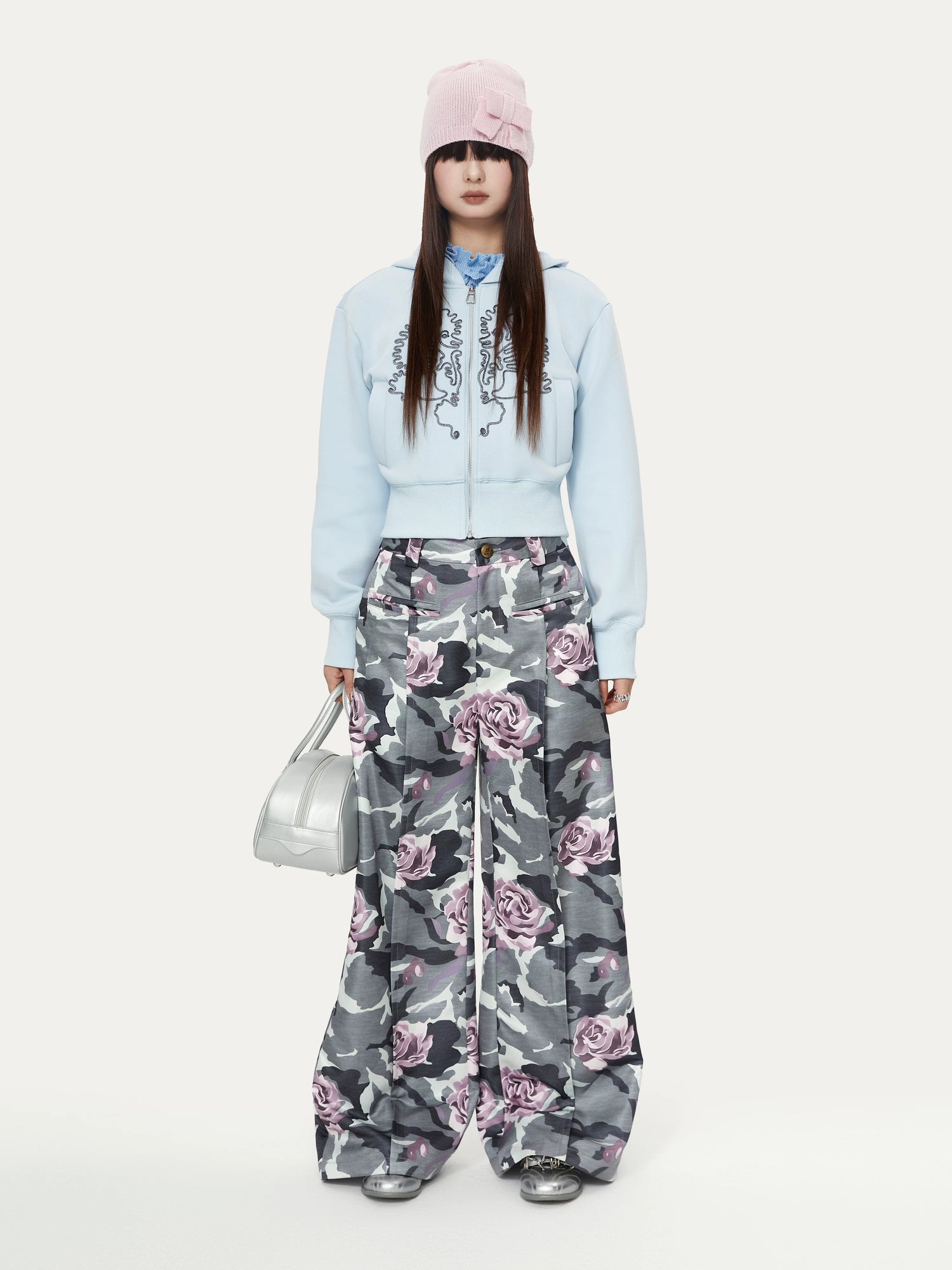 YOSHUYUKI Wild Rose Camouflage Satin Print Women&