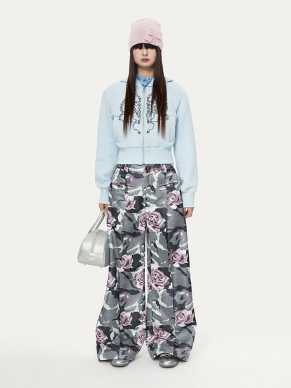 YOSHUYUKI Wild Rose Camouflage Satin Print Women&