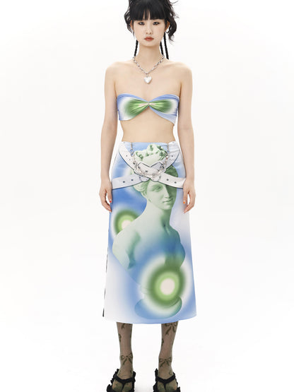 YOSHUYUKI Y2K Floral Print Scarf Retro Silk Square Head Wrap