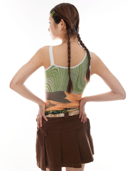 YOSHUYUKI Y2k Stripe Jacquard Slim Fit Vintage Vest