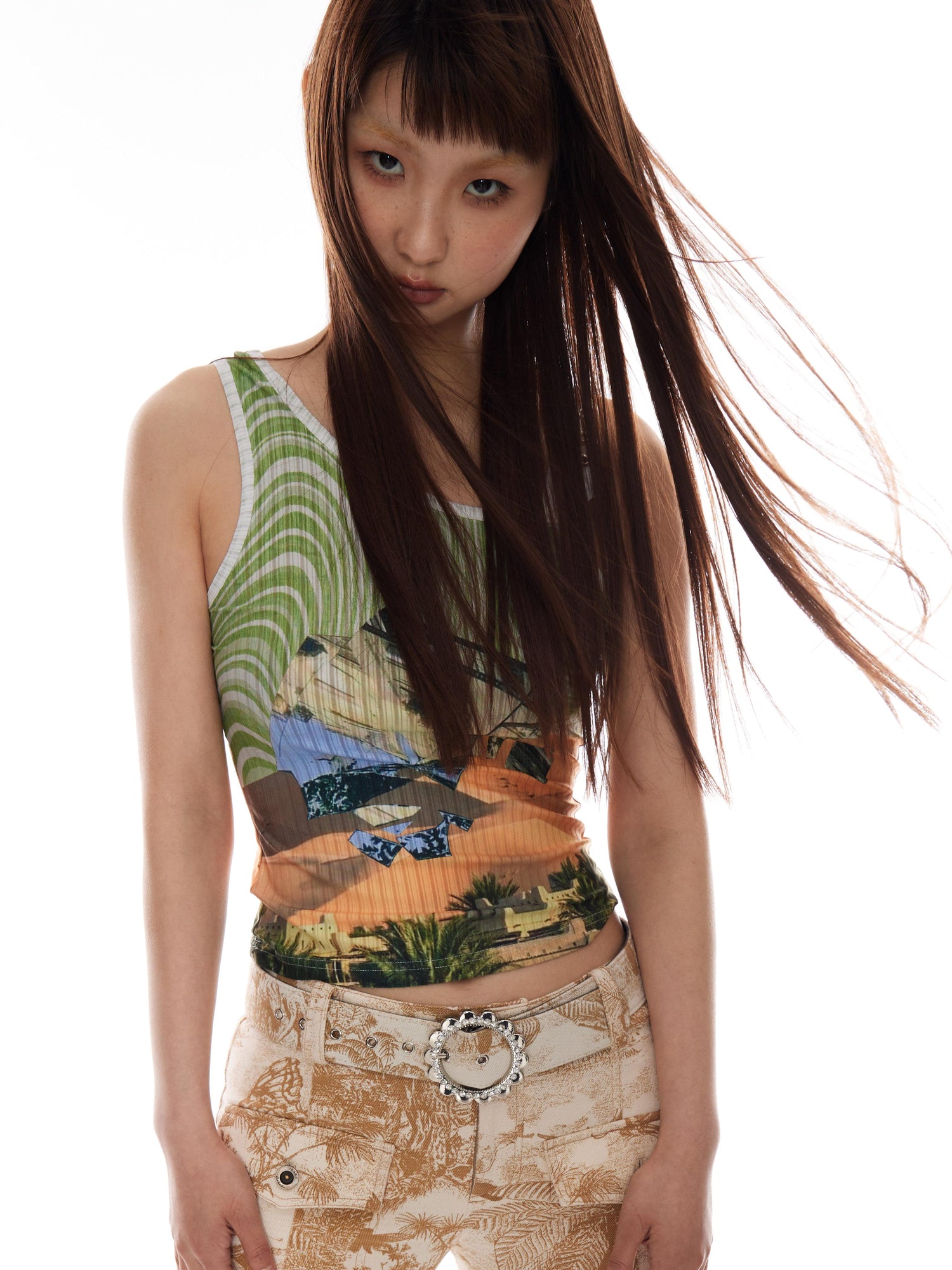 YOSHUYUKI Y2k Stripe Jacquard Slim Fit Vintage Vest