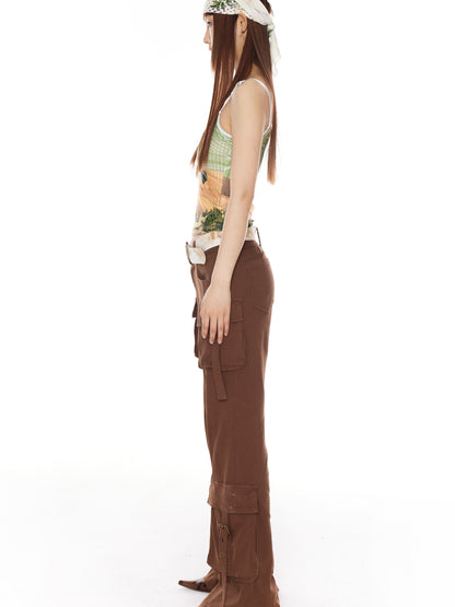 YOSHUYUKI Y2k Stripe Jacquard Slim Fit Vintage Vest