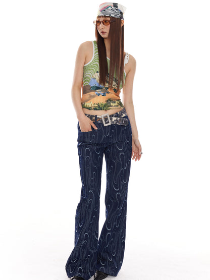 YOSHUYUKI Y2k Stripe Jacquard Slim Fit Vintage Vest