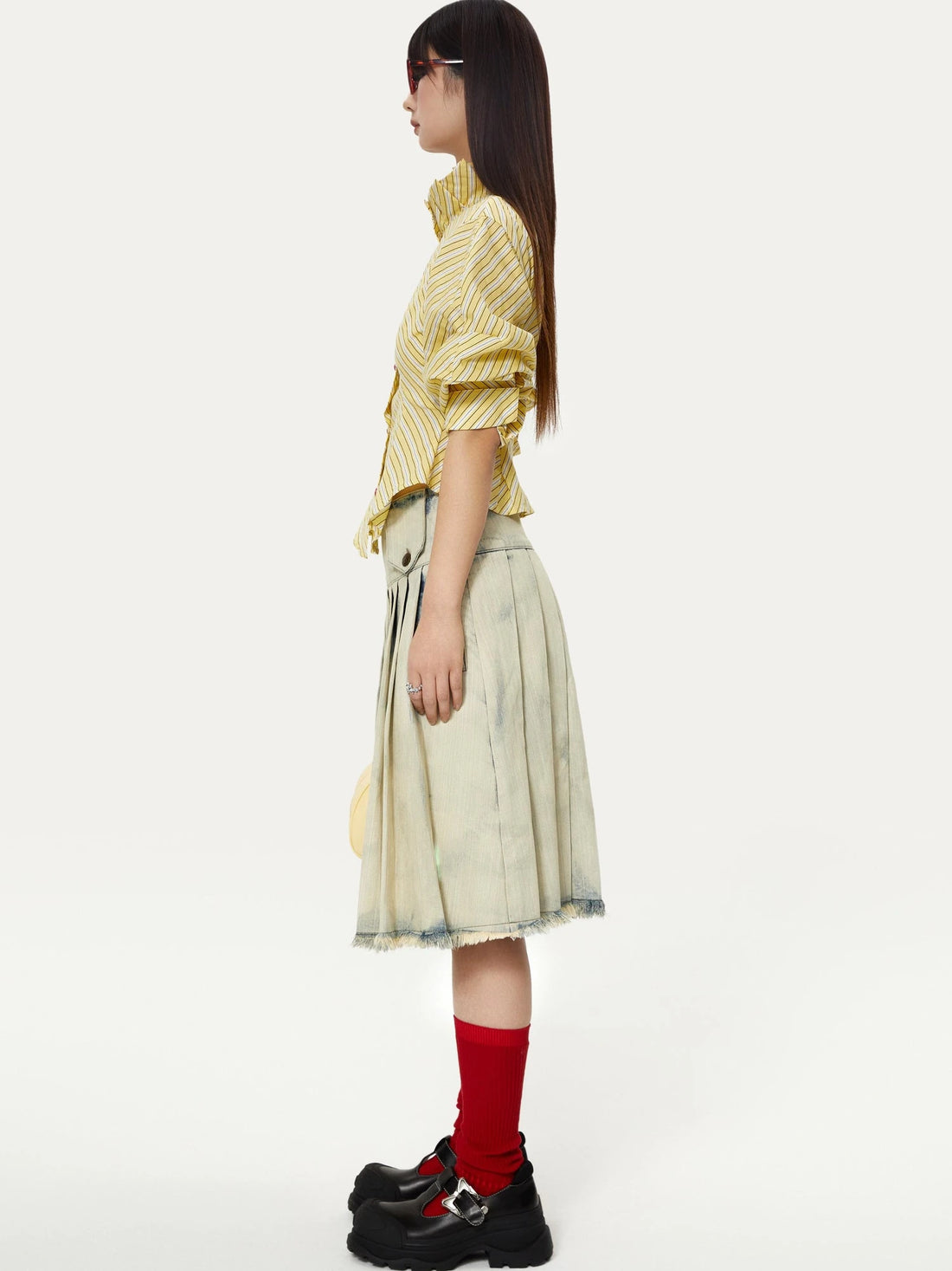 Yellow Stripe Vintage Luff Puff Short Sleeve Shirt