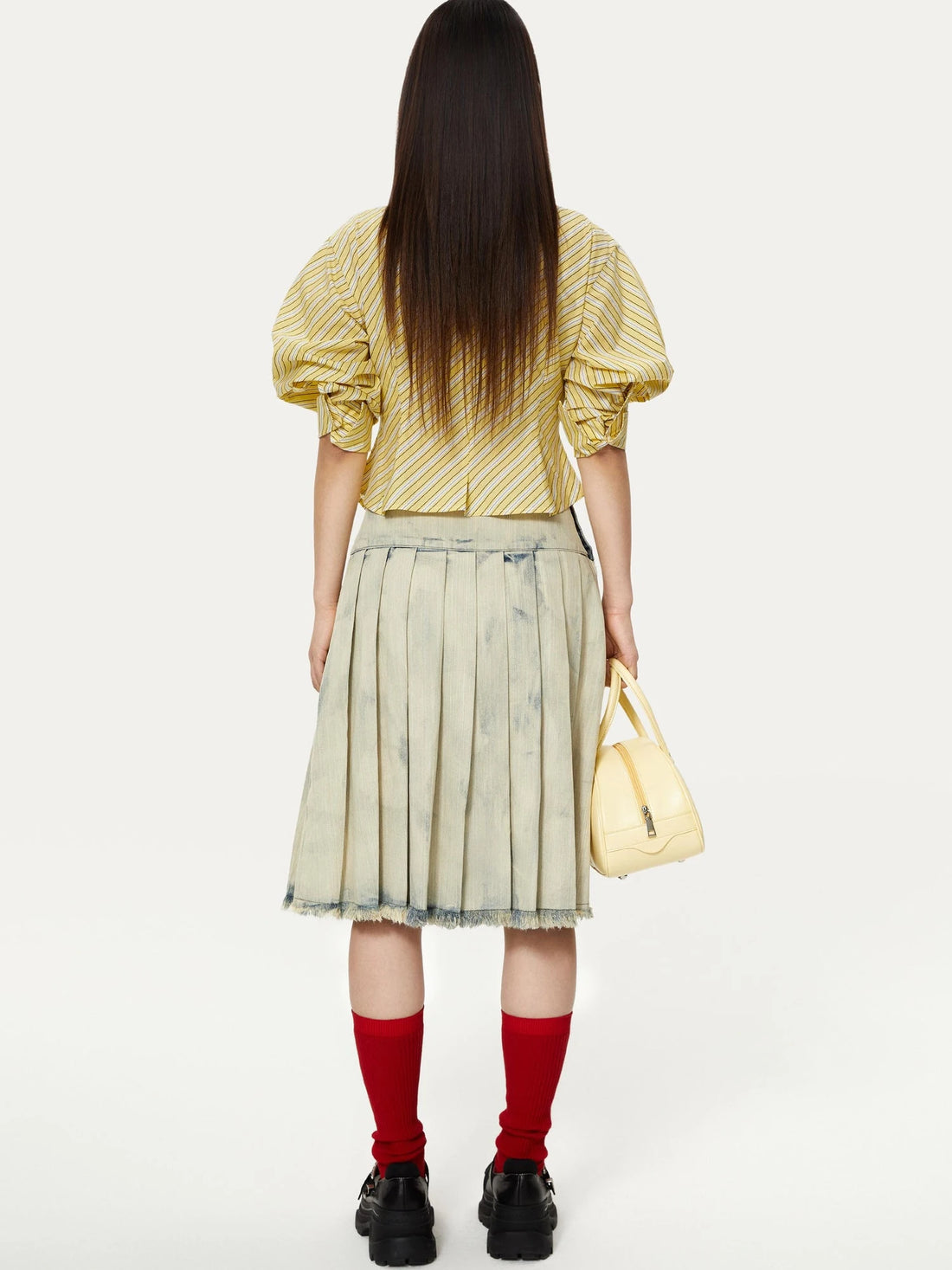 Yellow Stripe Vintage Luff Puff Short Sleeve Shirt