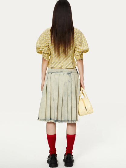 Yellow Stripe Vintage Luff Puff Short Sleeve Shirt