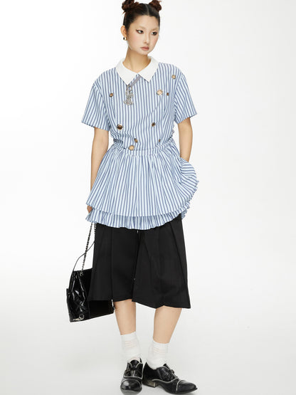 YOSHUYUKI Yoshuyuki Bow Trim Wide Leg Trousers In Black Satin