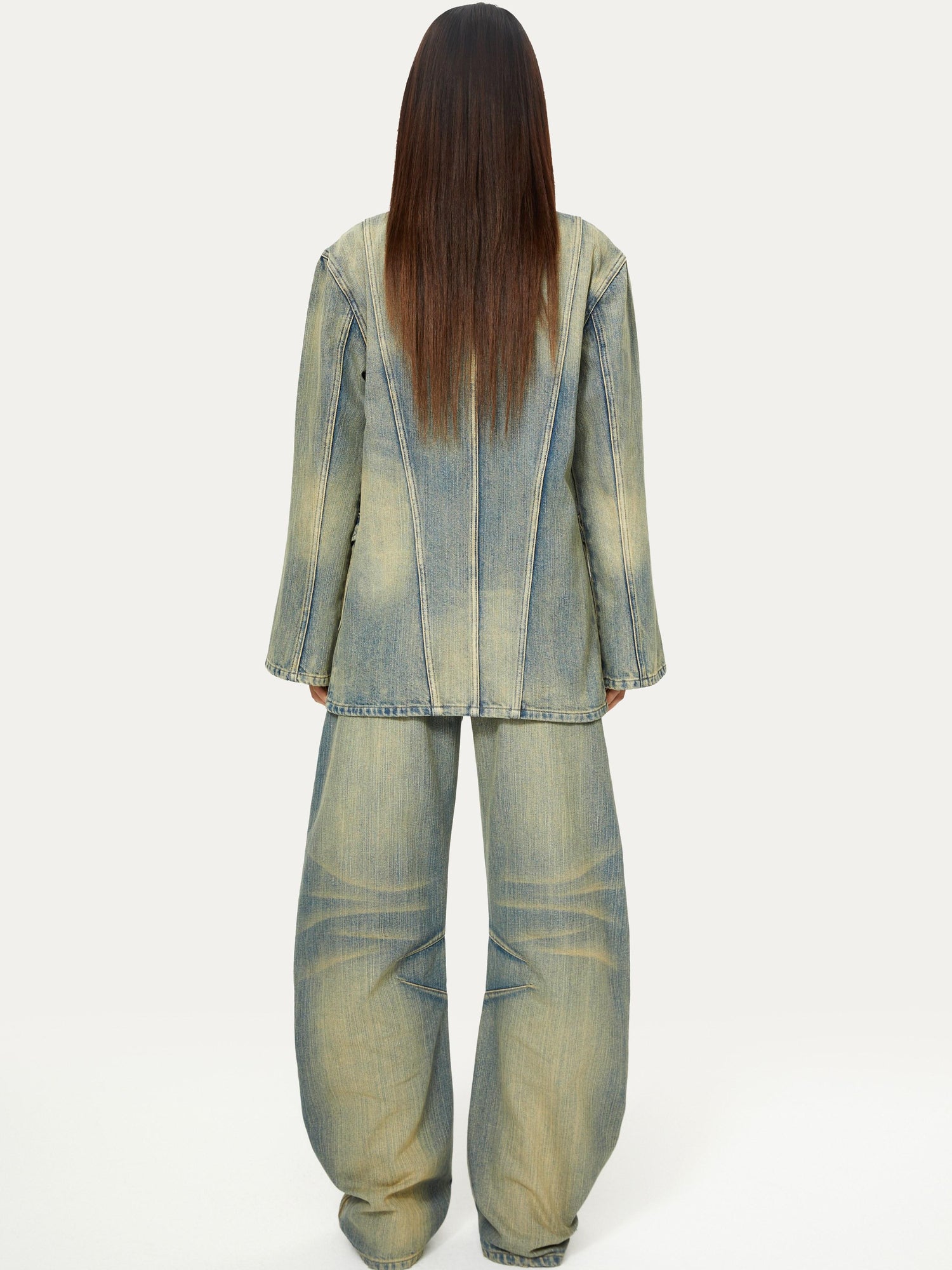 YOSHUYUKI Yoshuyuki Deconstructed Denim Sport Top Blue Green