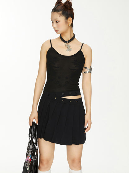YOSHUYUKI Yoshuyuki Jacquard Slip Dress Convertible Knit Gown Black White