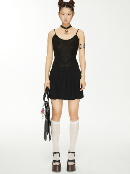 YOSHUYUKI Yoshuyuki Jacquard Slip Dress Convertible Knit Gown Black White