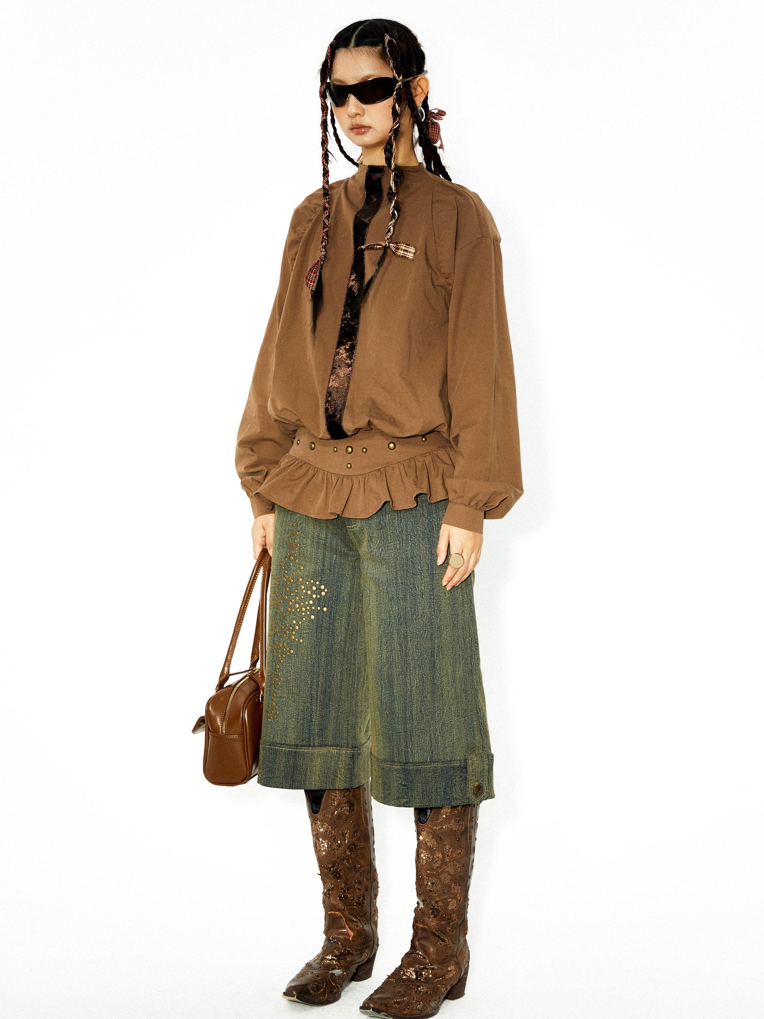 YOSHUYUKI Yoshuyuki Original Autumn Winter Studded Pattern Washed Jeans