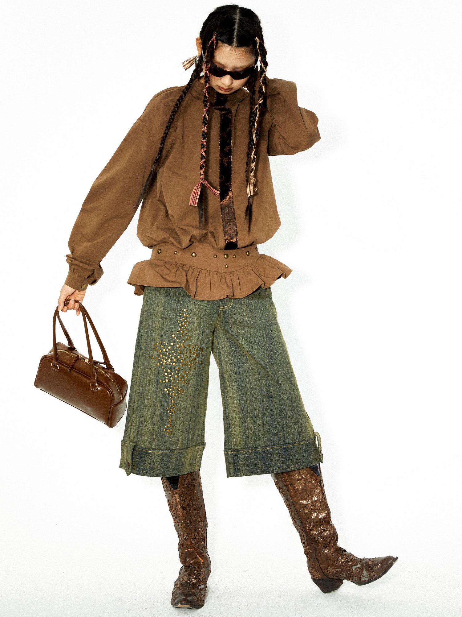 YOSHUYUKI Yoshuyuki Original Autumn Winter Studded Pattern Washed Jeans