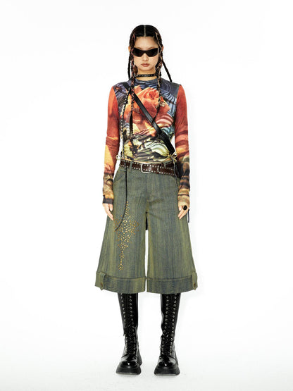 YOSHUYUKI Yoshuyuki Original Autumn Winter Studded Pattern Washed Jeans