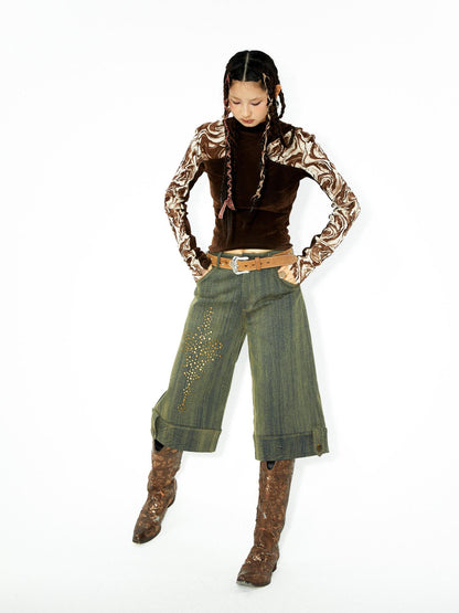 YOSHUYUKI Yoshuyuki Original Autumn Winter Studded Pattern Washed Jeans