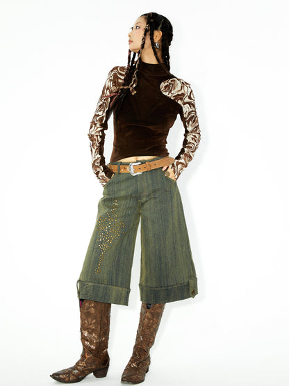 YOSHUYUKI Yoshuyuki Original Autumn Winter Studded Pattern Washed Jeans