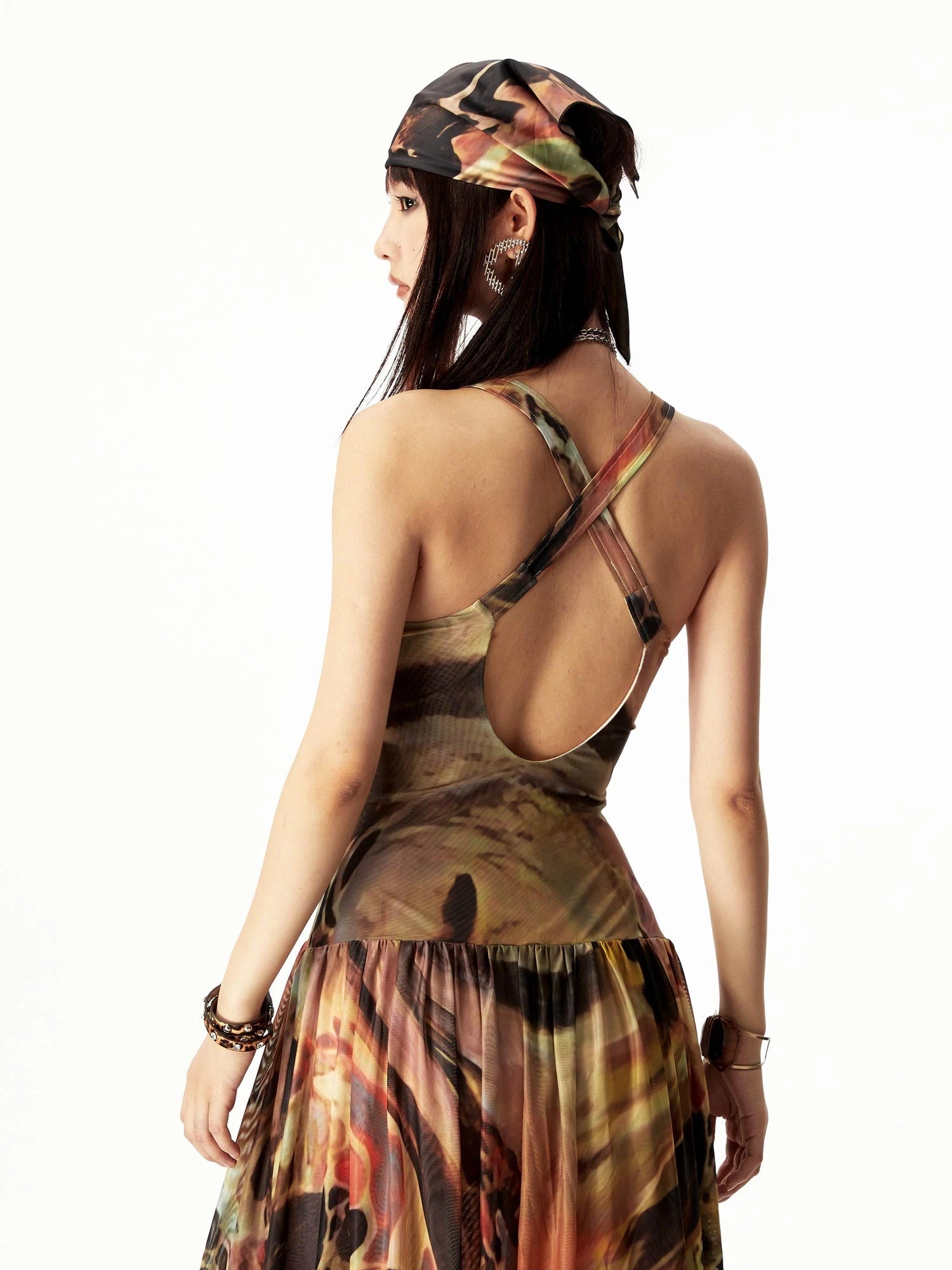 Vintage Millennium Dunhuang Print Scarf
