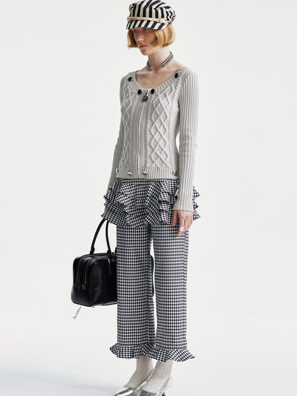YOSHUYUKI Ysy K Cable Knit Crewneck Sweater Grey Cotton Cardigan