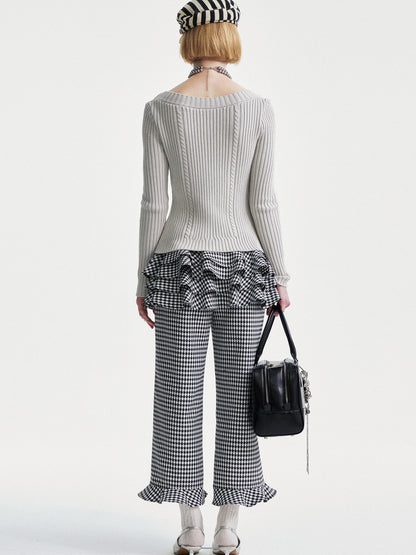 YOSHUYUKI Ysy K Cable Knit Crewneck Sweater Grey Cotton Cardigan