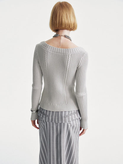 YOSHUYUKI Ysy K Cable Knit Crewneck Sweater Grey Cotton Cardigan