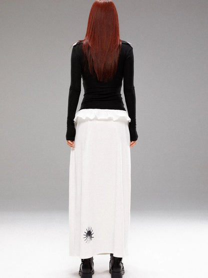 Island Mermaid Print Stretch Lyocell Midi Skirt