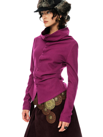 Slim Merino Top Raspberry Tie Front Versatile Knitwear