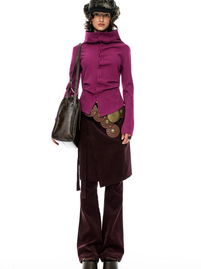 Slim Merino Top Raspberry Tie Front Versatile Knitwear