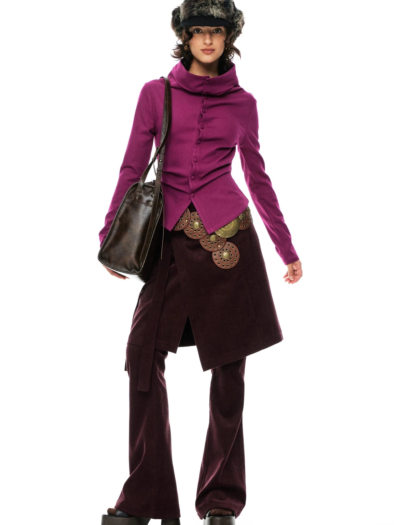 Slim Merino Top Raspberry Tie Front Versatile Knitwear