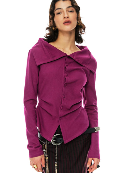 Slim Merino Top Raspberry Tie Front Versatile Knitwear