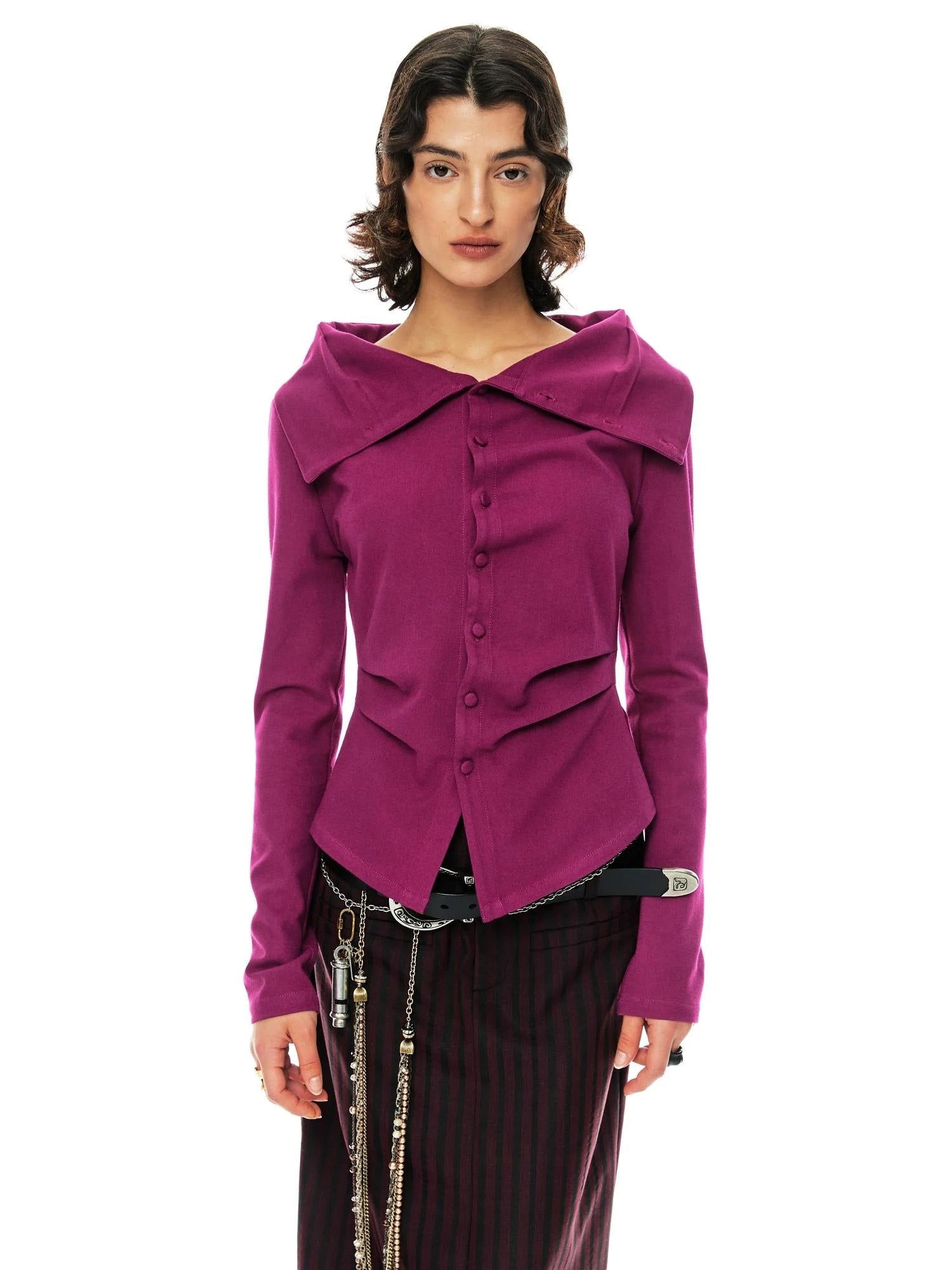 Slim Merino Top Raspberry Tie Front Versatile Knitwear