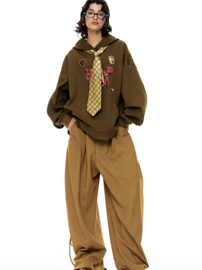 YOSHUYUKI s Khaki Lace Ruffle Flared Palazzo Trousers