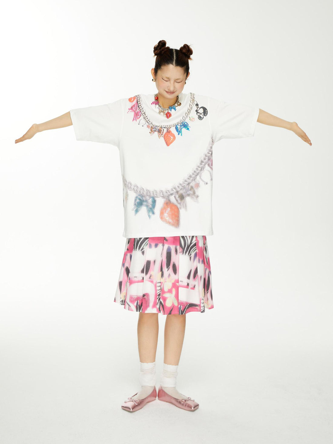 YOSHUYUKI s Strawberry Bow Print Oversized T Shirt