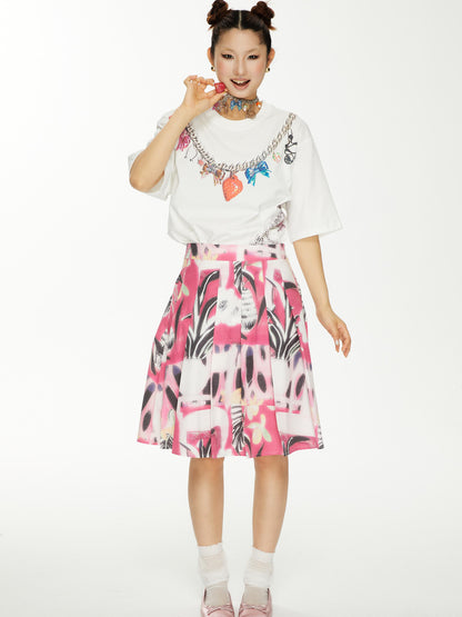 YOSHUYUKI s Strawberry Bow Print Oversized T Shirt