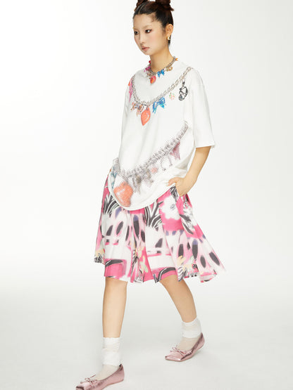 YOSHUYUKI s Strawberry Bow Print Oversized T Shirt