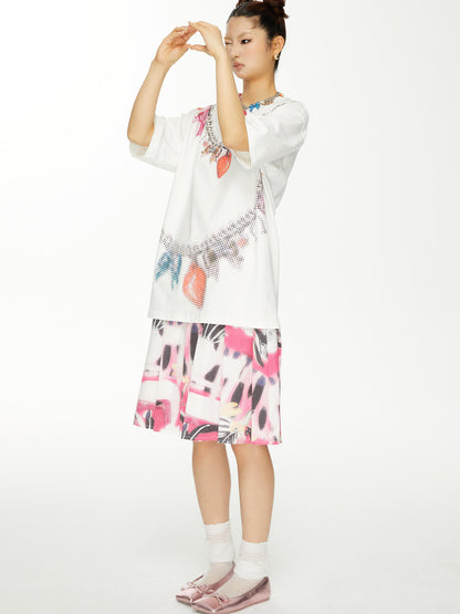 YOSHUYUKI s Strawberry Bow Print Oversized T Shirt