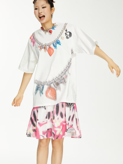YOSHUYUKI s Strawberry Bow Print Oversized T Shirt