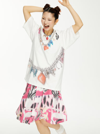 YOSHUYUKI s Strawberry Bow Print Oversized T Shirt