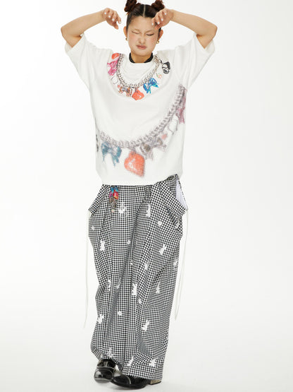 YOSHUYUKI s Strawberry Bow Print Oversized T Shirt