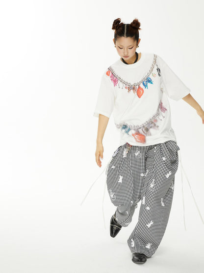YOSHUYUKI s Strawberry Bow Print Oversized T Shirt