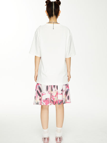 YOSHUYUKI s Strawberry Bow Print Oversized T Shirt