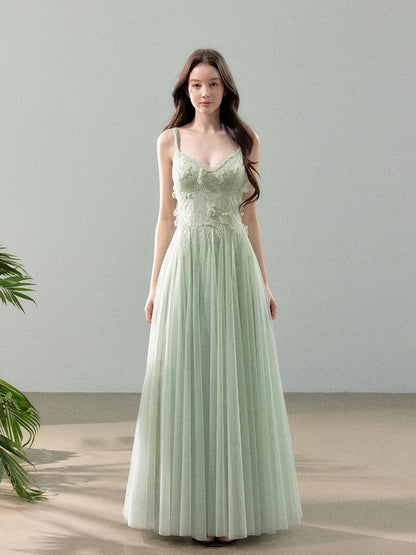 YZZI HE 3d Floral Tulle Splice Lace V-neck Women&