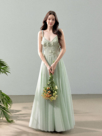YZZI HE 3d Floral Tulle Splice Lace V-neck Women&