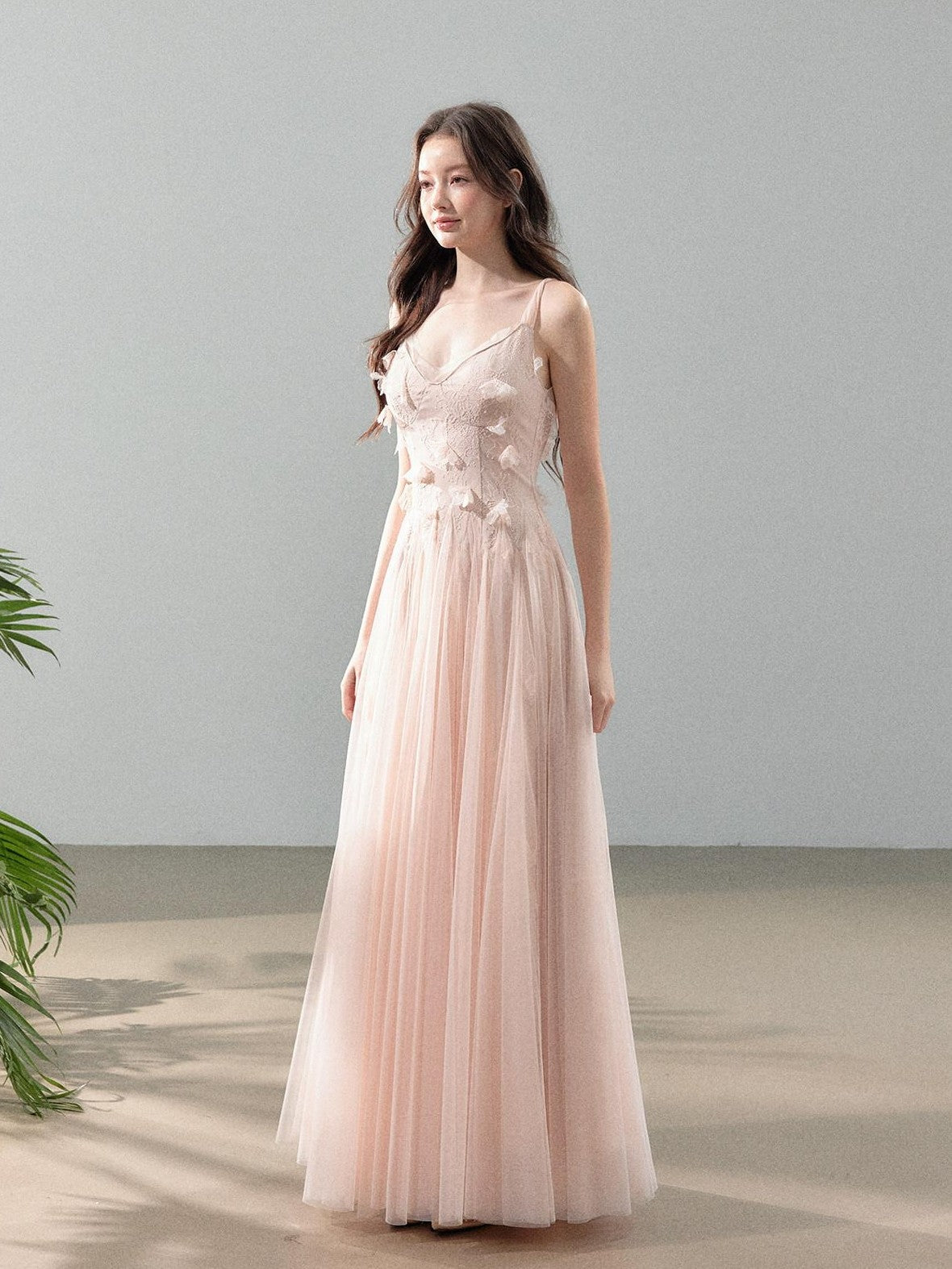 YZZI HE 3d Floral Tulle Splice Lace V-neck Women&