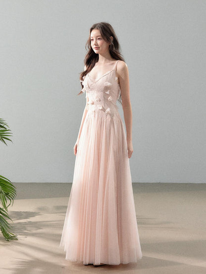 YZZI HE 3d Floral Tulle Splice Lace V-neck Women&