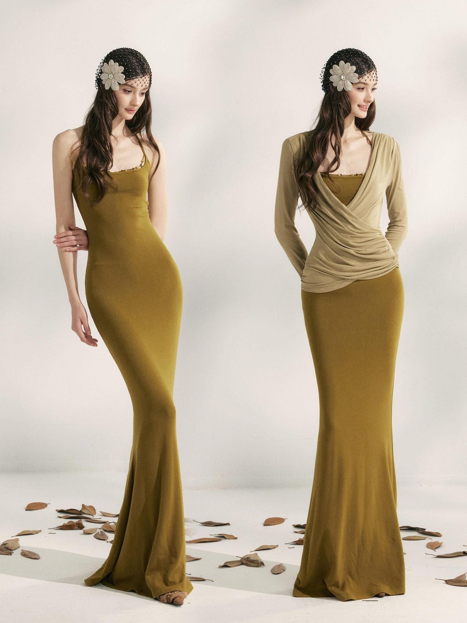 YZZI HE Beaded Halter Knitted Fishtail Women&