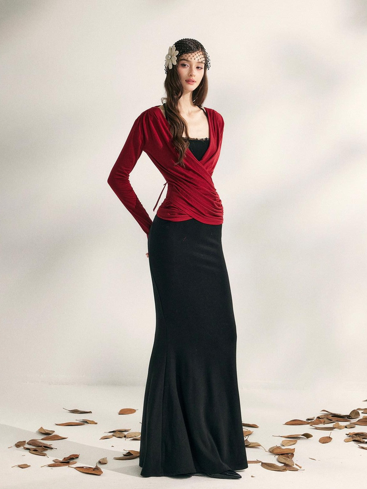 YZZI HE Beaded Halter Knitted Fishtail Women&